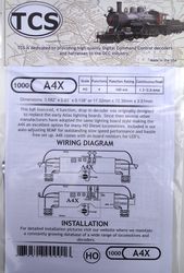 TCS:1000 TCS A4X 4 Function HO 'drop in' decoder for Atlas, Athearn, K