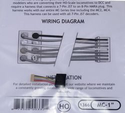 MC 1+39 1 or 25 mm harness 8 pin NMRAplug for MC series decoder