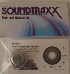 STX:810130 Soundtraxx Speaker 27mm round x 14.3mm (d), 8-ohm mega bass speaker