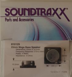 STX:810129 Soundtraxx Speaker 23mm square x 10.2mm (d) 8-ohm Mega bass speaker