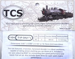 TCS:1104 TCS T1P-SH Two Function decoder with NMRA 8-pin plug - Short harness
